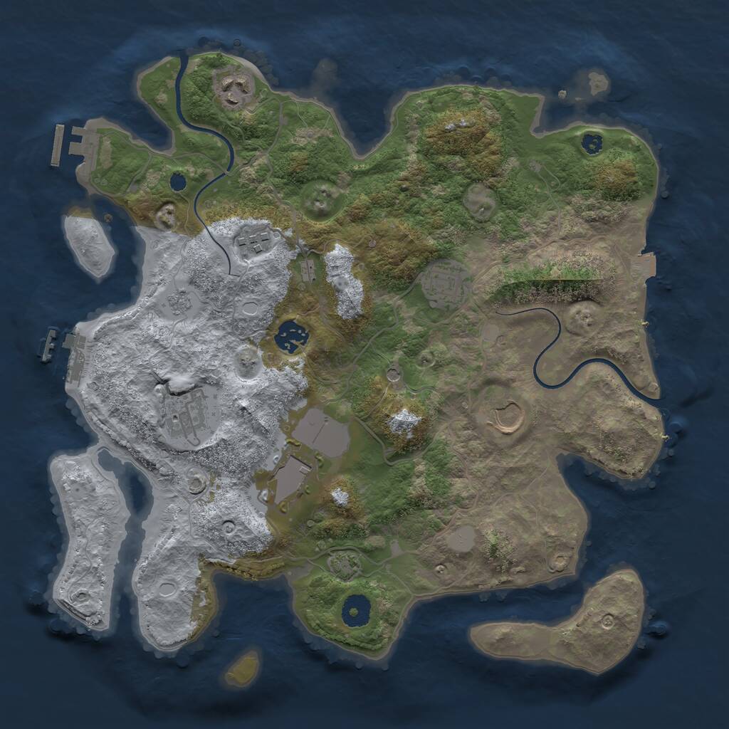 Rust Map: Procedural Map, Size: 3500, Seed: 24573, 13 Monuments