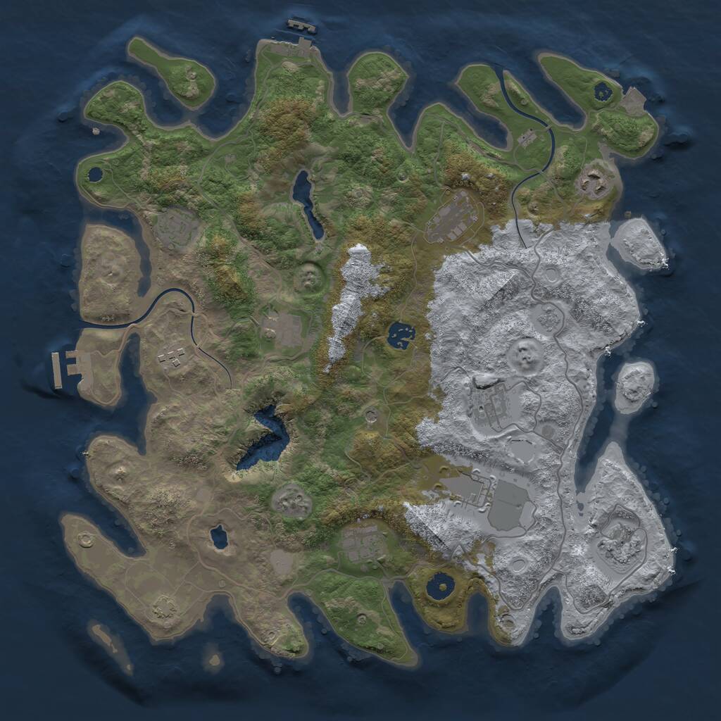 Rust Map: Procedural Map, Size: 4000, Seed: 456789342, 16 Monuments