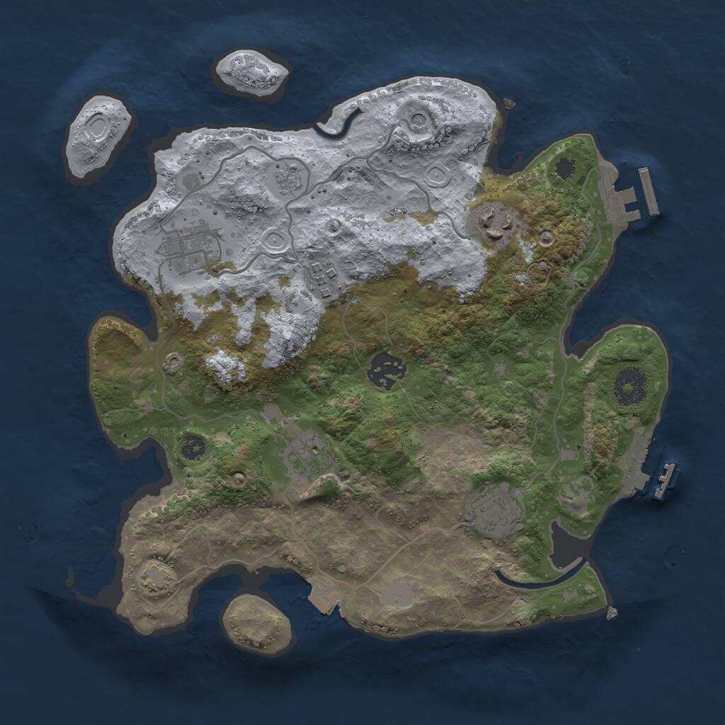 Rust Map: Procedural Map, Size: 3000, Seed: 936184589, 12 Monuments