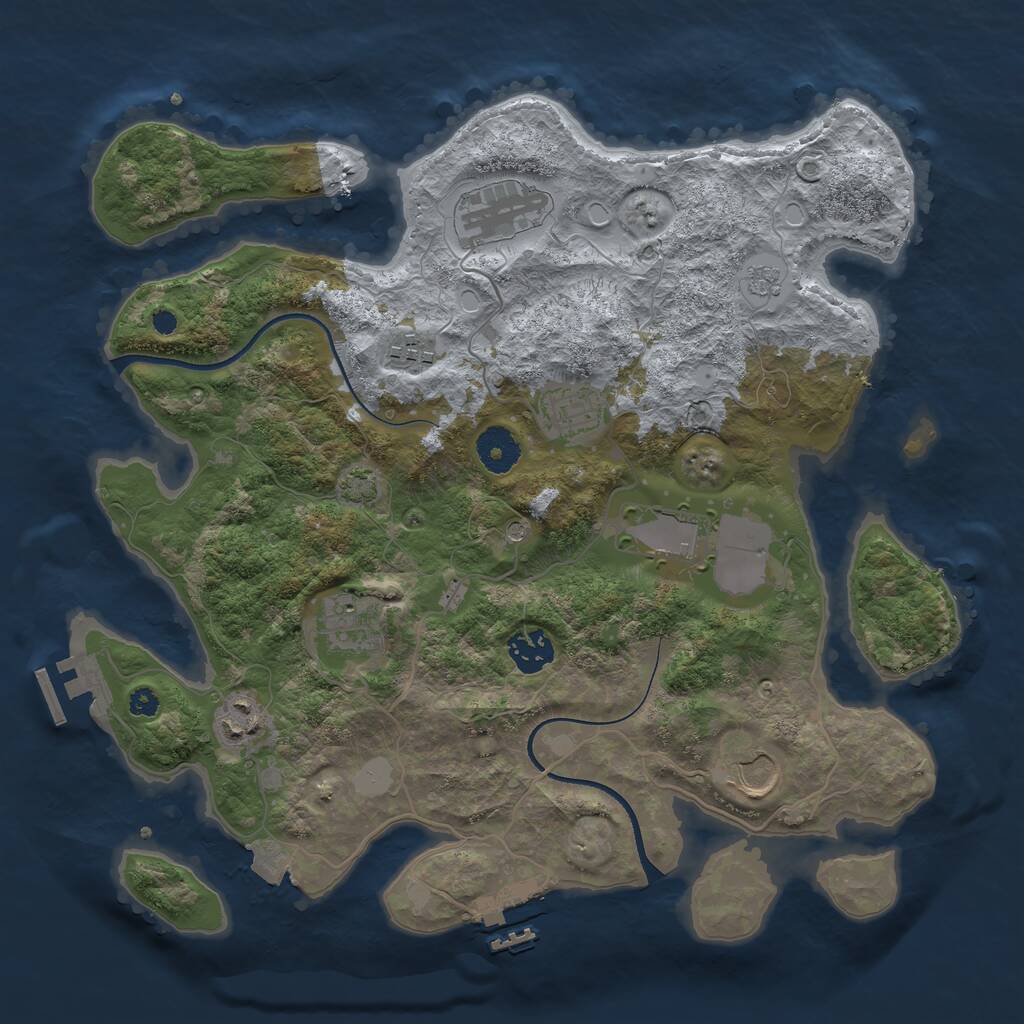 Rust Map: Procedural Map, Size: 3500, Seed: 916659165, 14 Monuments