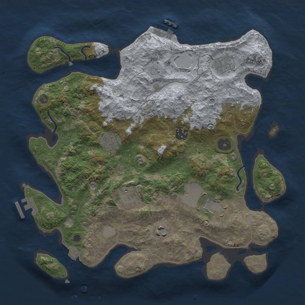 Rust Map: Procedural Map, Size: 3500, Seed: 916659165, 13 Monuments