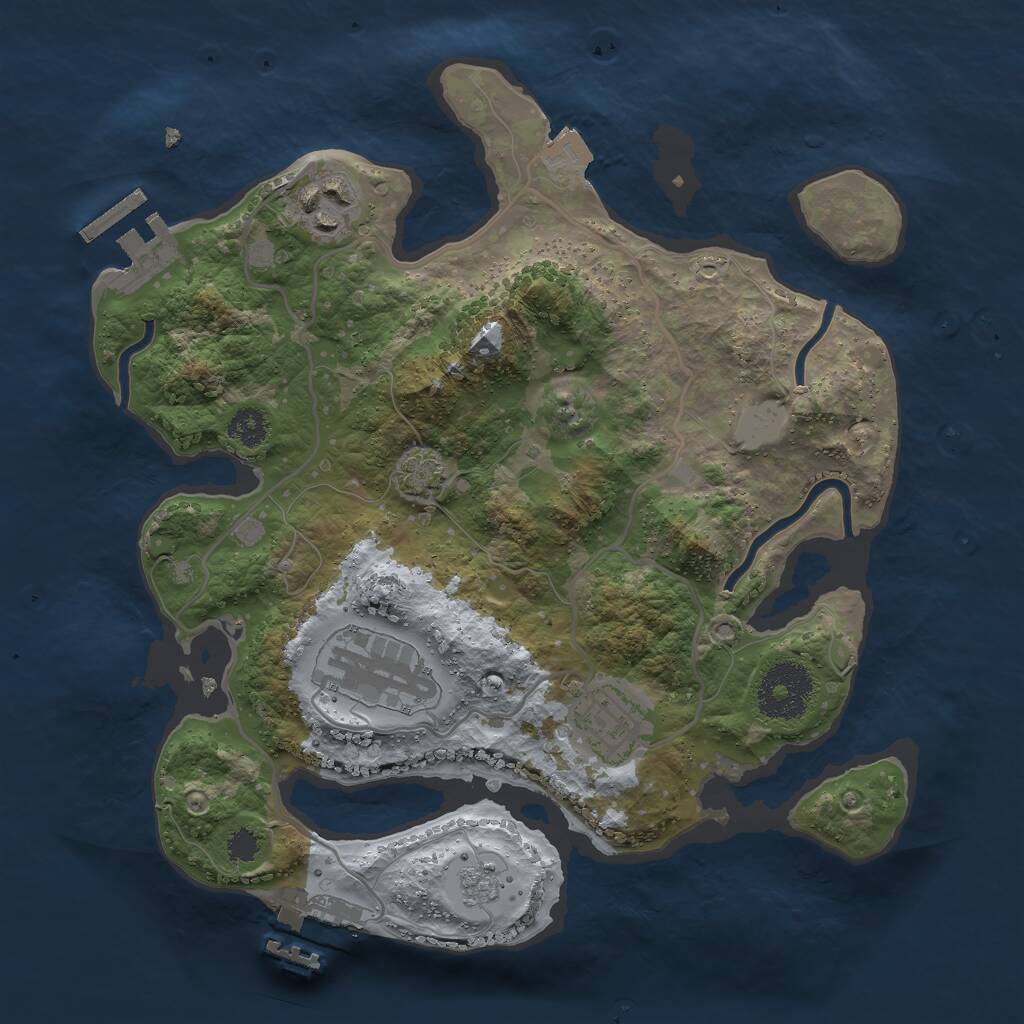 Rust Map: Procedural Map, Size: 2750, Seed: 672045198, 8 Monuments