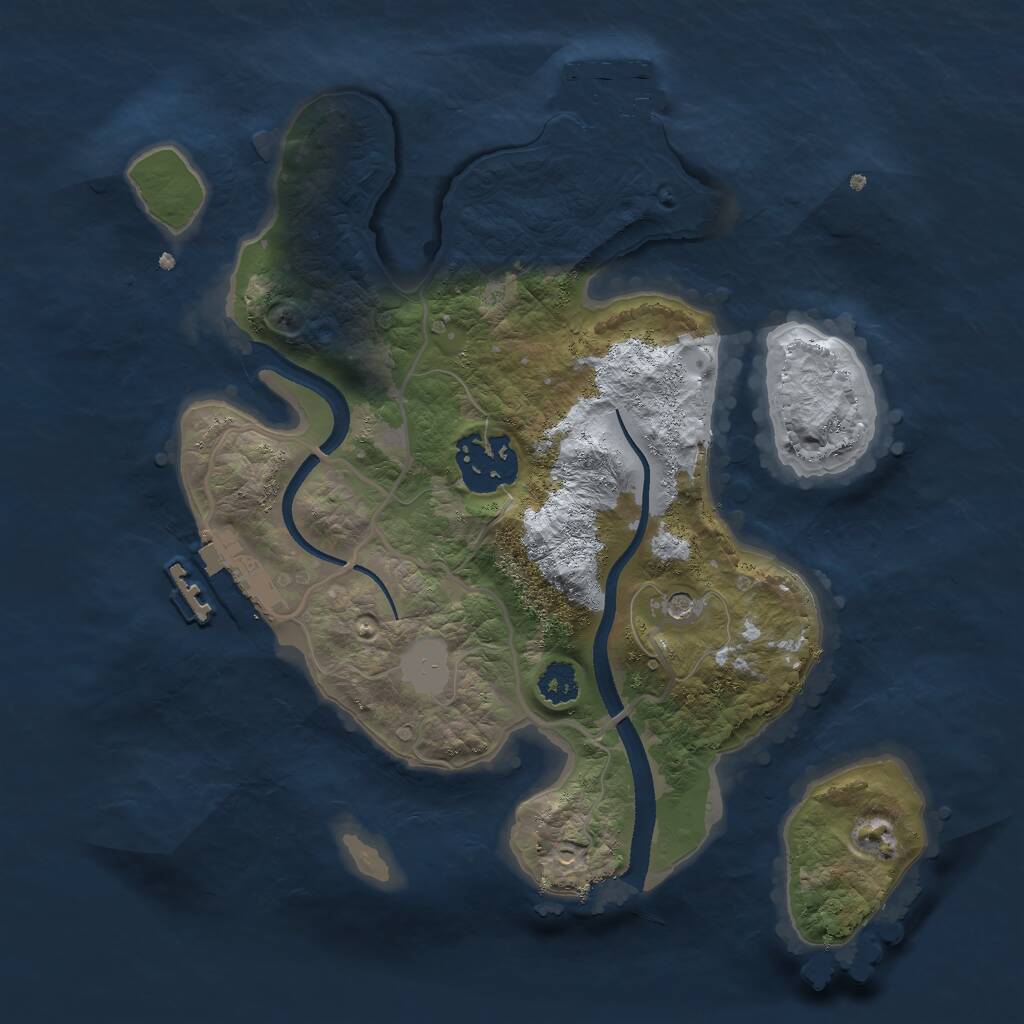 Rust Map: Procedural Map, Size: 2500, Seed: 99988800, 5 Monuments