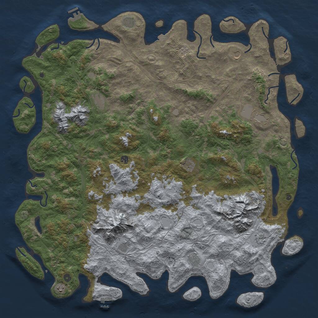 Rust Map: Procedural Map, Size: 6000, Seed: 1895123218, 17 Monuments