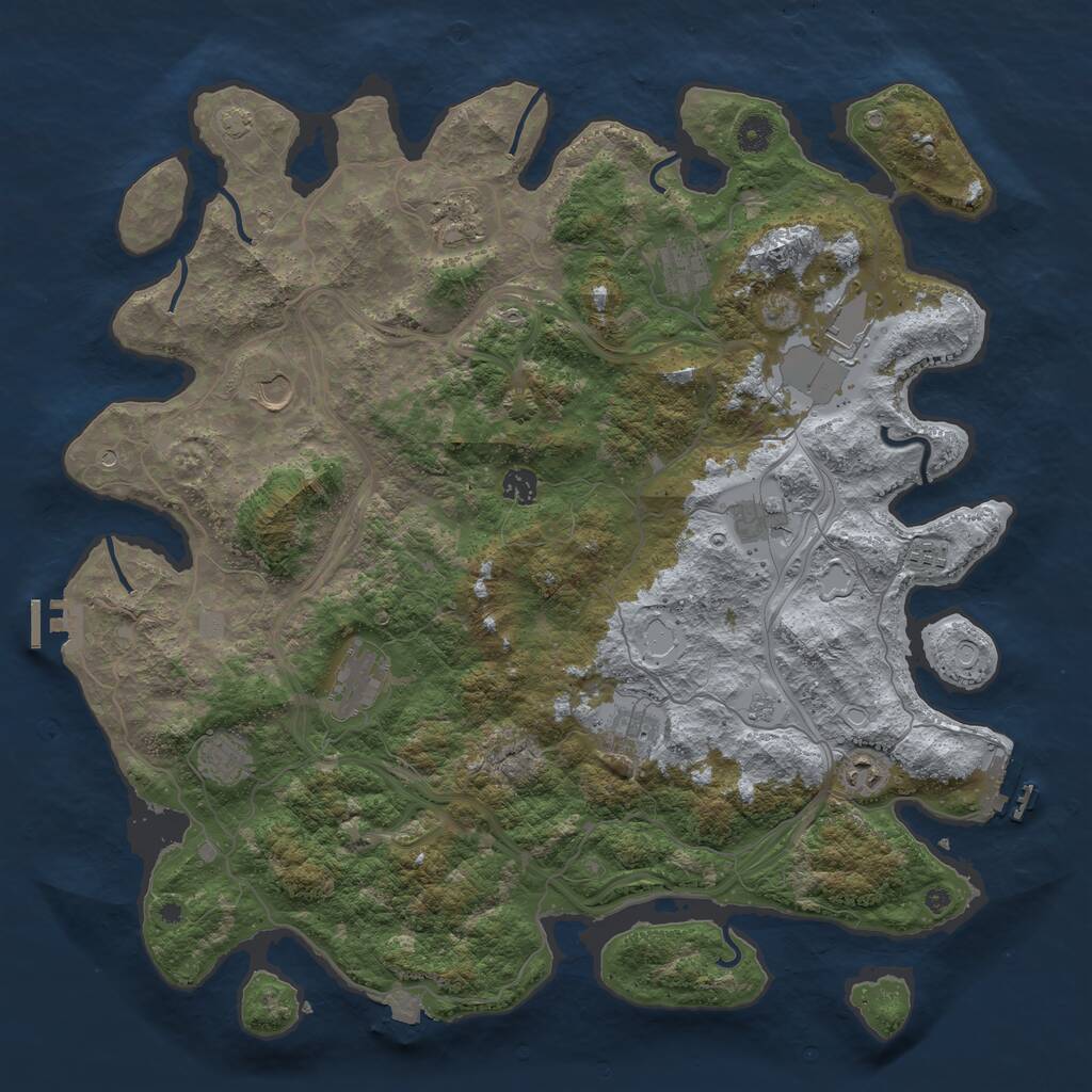 Rust Map: Procedural Map, Size: 4500, Seed: 266603261, 17 Monuments