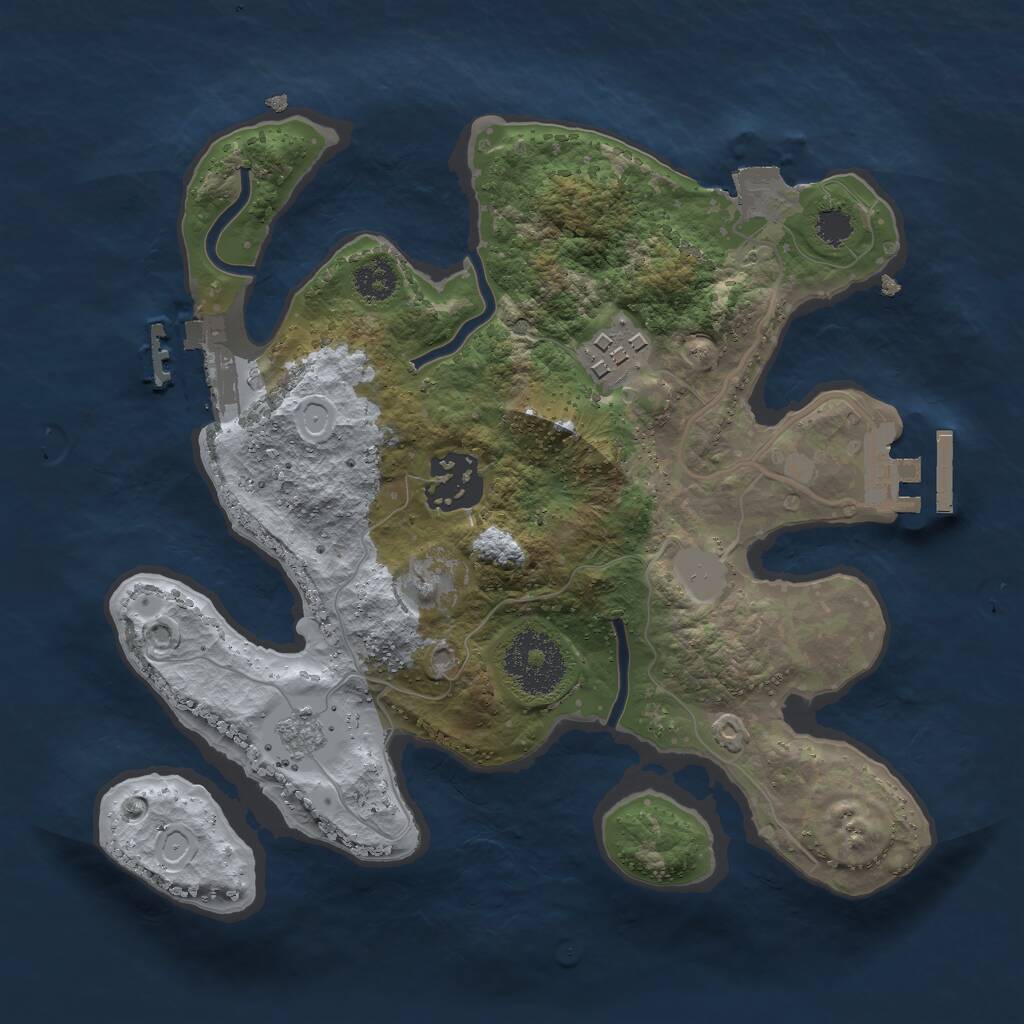 Rust Map: Procedural Map, Size: 2500, Seed: 1488592075, 6 Monuments