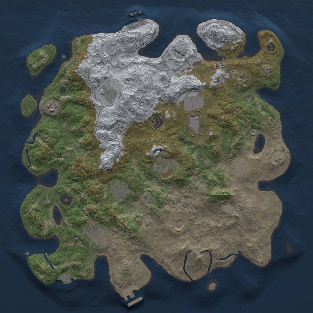 Rust Map: Procedural Map, Size: 4000, Seed: 423911032, 19 Monuments