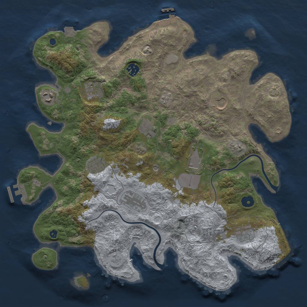 Rust Map: Procedural Map, Size: 3800, Seed: 999, 18 Monuments
