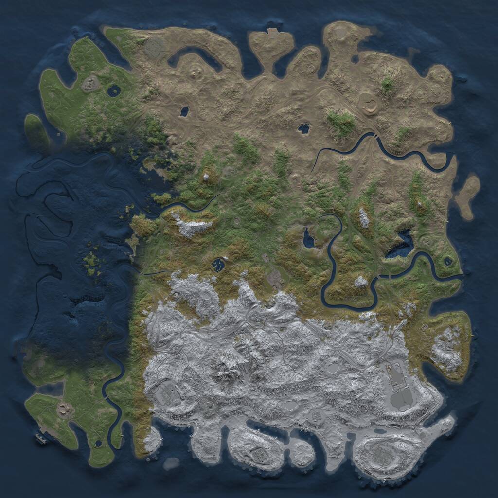 Rust Map: Procedural Map, Size: 6000, Seed: 7907, 17 Monuments