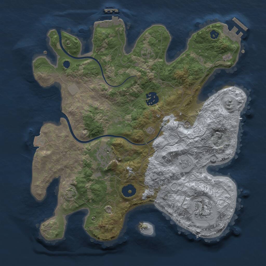 Rust Map: Procedural Map, Size: 3000, Seed: 61983, 9 Monuments