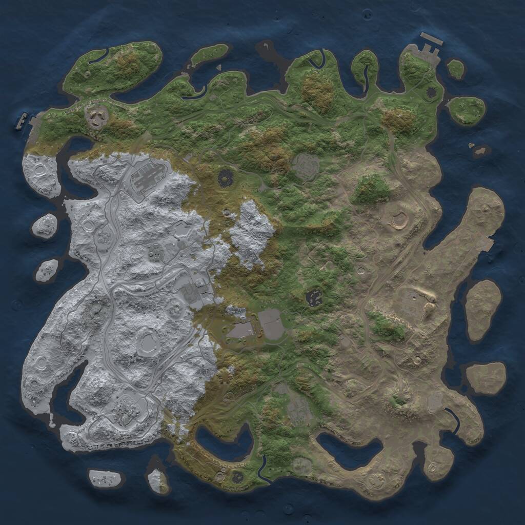 Rust Map: Procedural Map, Size: 4500, Seed: 1356405723, 17 Monuments