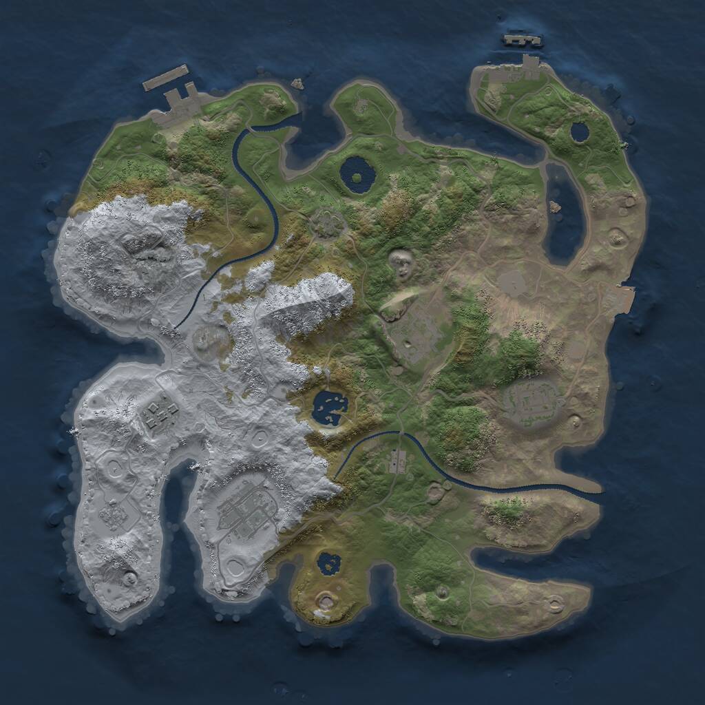 Rust Map: Procedural Map, Size: 3000, Seed: 130910562, 10 Monuments