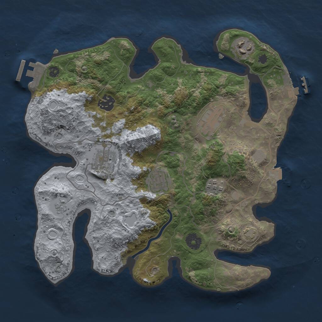 Rust Map: Procedural Map, Size: 3000, Seed: 130910562, 12 Monuments