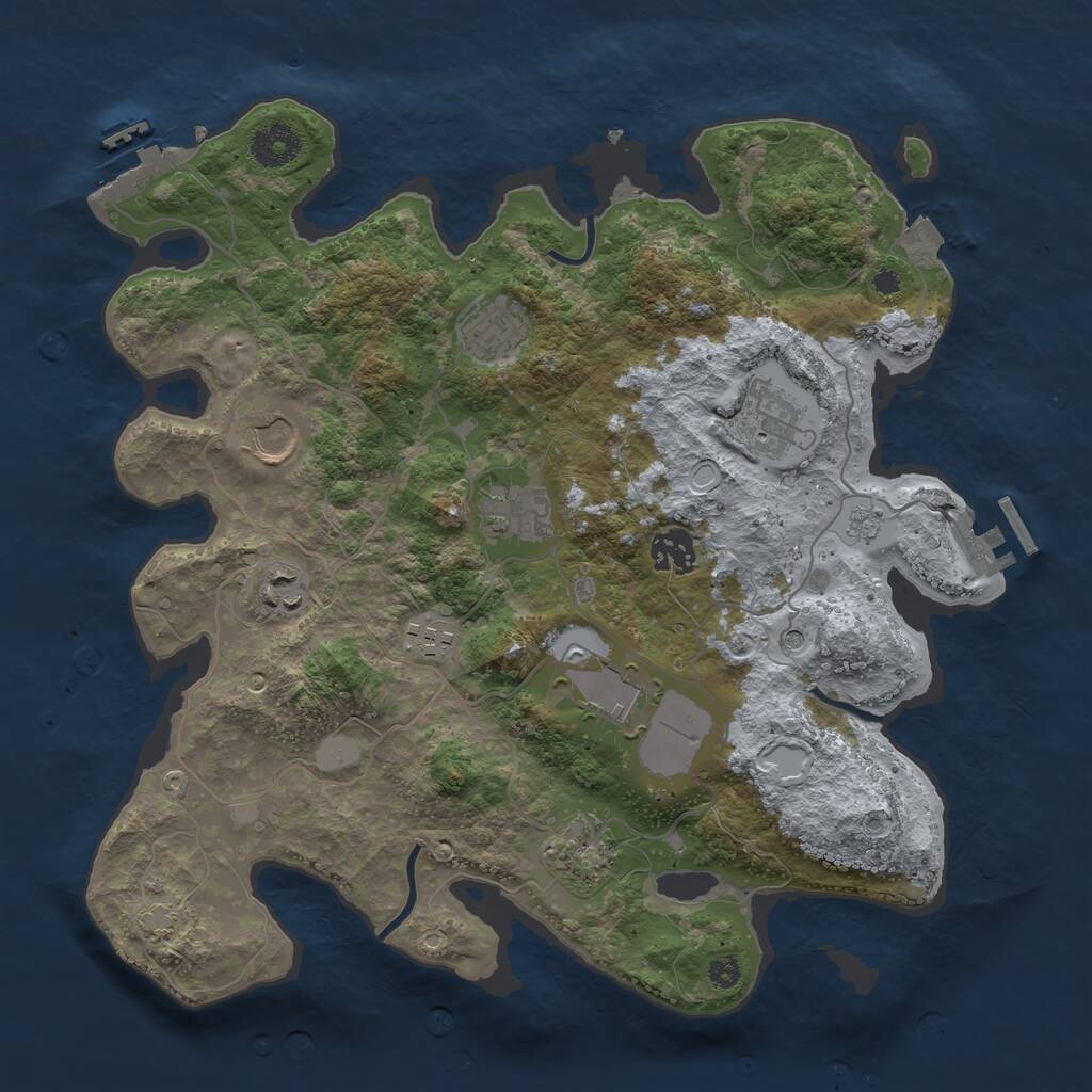 Rust Map: Procedural Map, Size: 3500, Seed: 1887647887, 15 Monuments