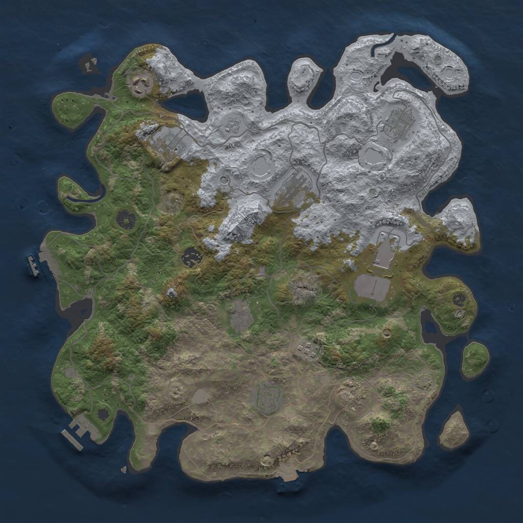 Rust Map: Procedural Map, Size: 4000, Seed: 51111, 16 Monuments