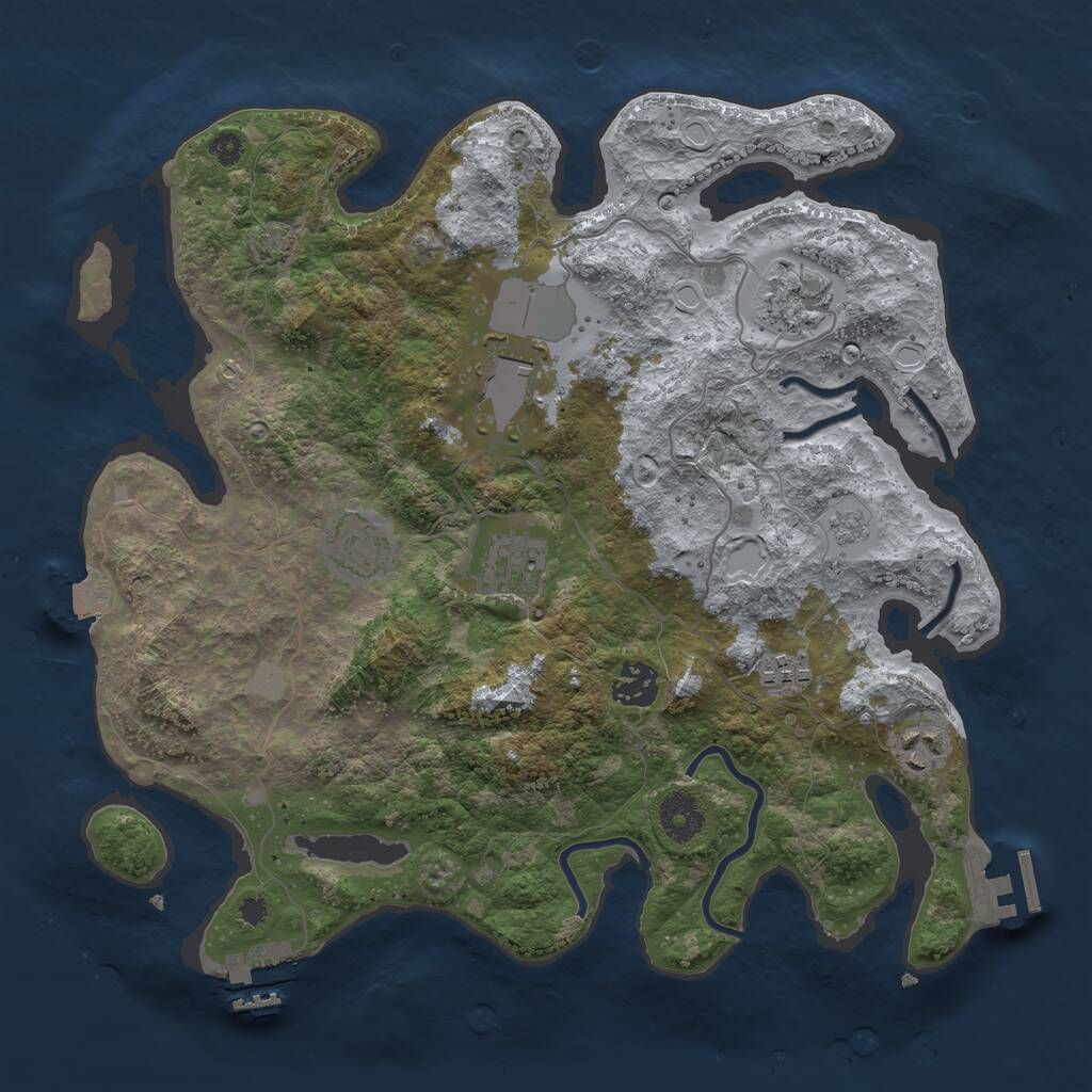 Rust Map: Procedural Map, Size: 3500, Seed: 48121743, 12 Monuments