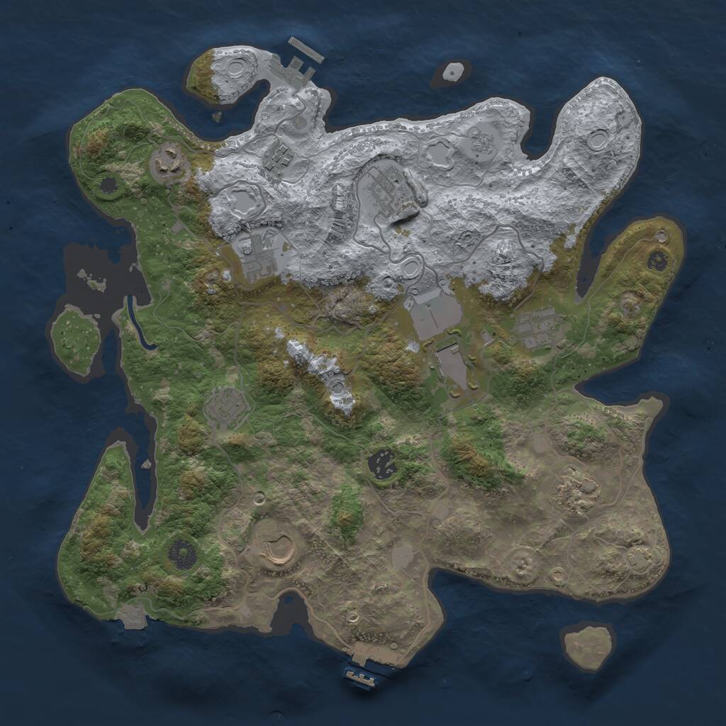 Rust Map: Procedural Map, Size: 3700, Seed: 32342057, 16 Monuments
