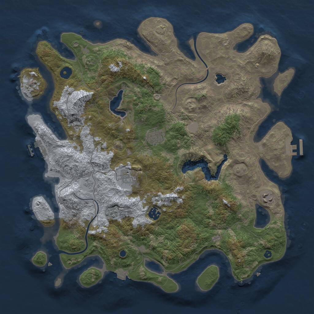 Rust Map: Procedural Map, Size: 4000, Seed: 851036386, 11 Monuments