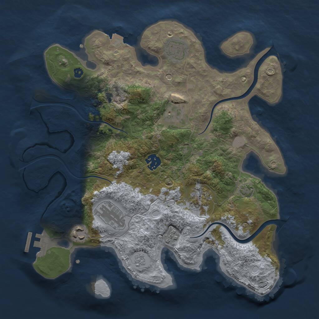 Rust Map: Procedural Map, Size: 3200, Seed: 999, 12 Monuments