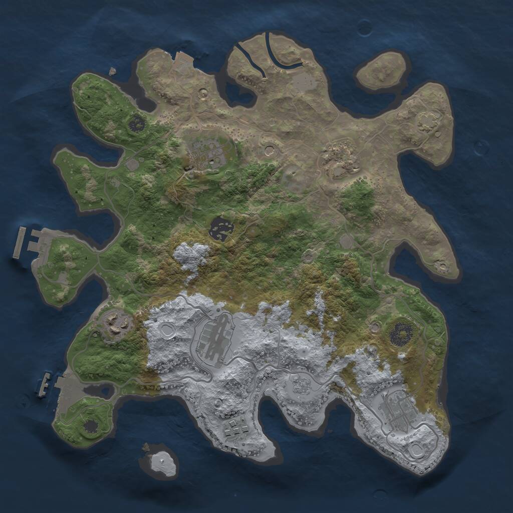 Rust Map: Procedural Map, Size: 3200, Seed: 999, 13 Monuments