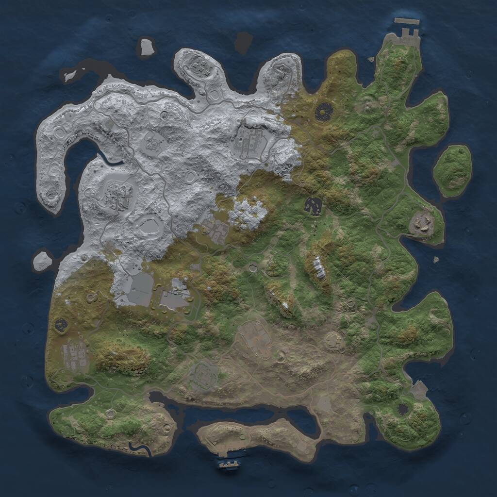 Rust Map: Procedural Map, Size: 4000, Seed: 724913, 16 Monuments