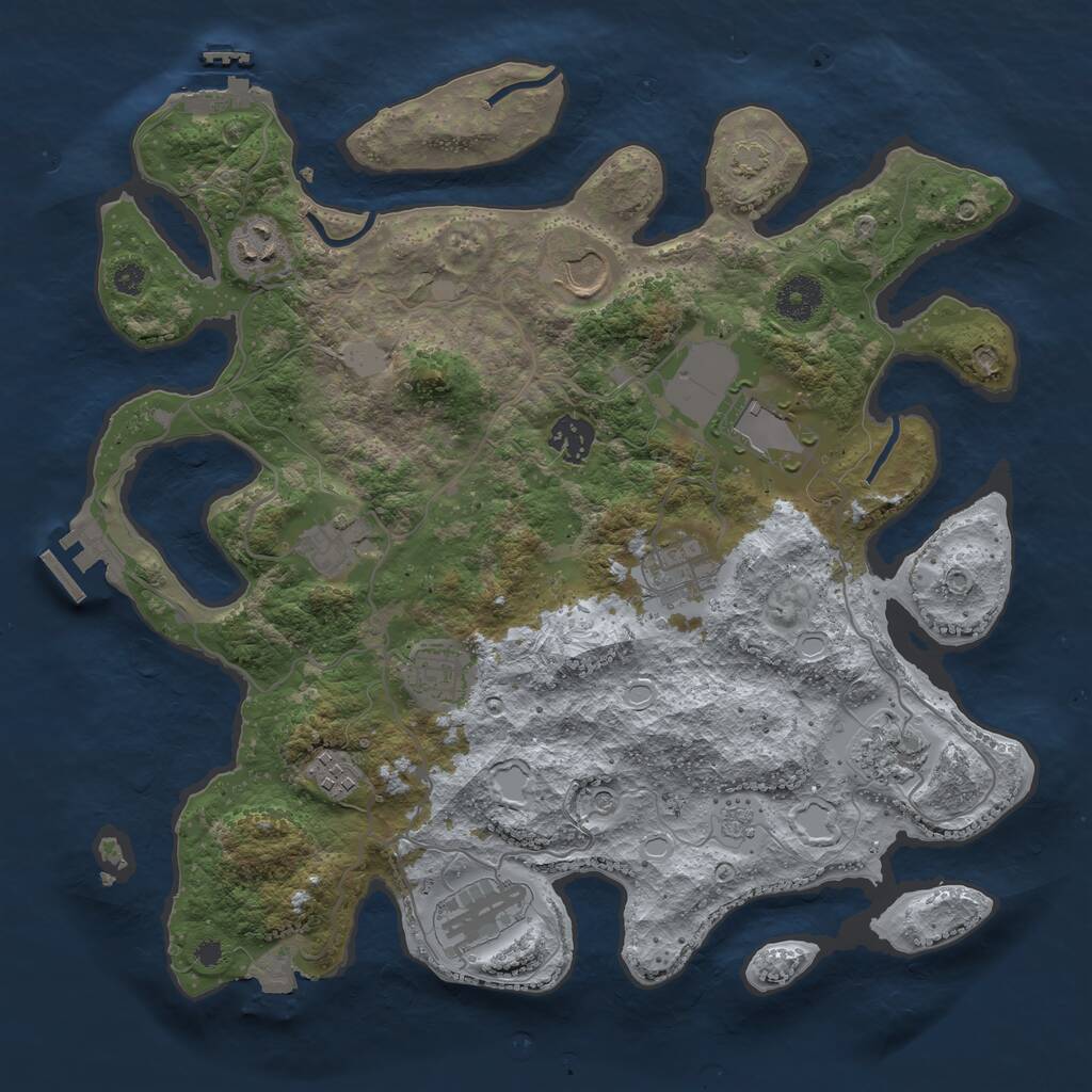 Rust Map: Procedural Map, Size: 3600, Seed: 92196550, 16 Monuments