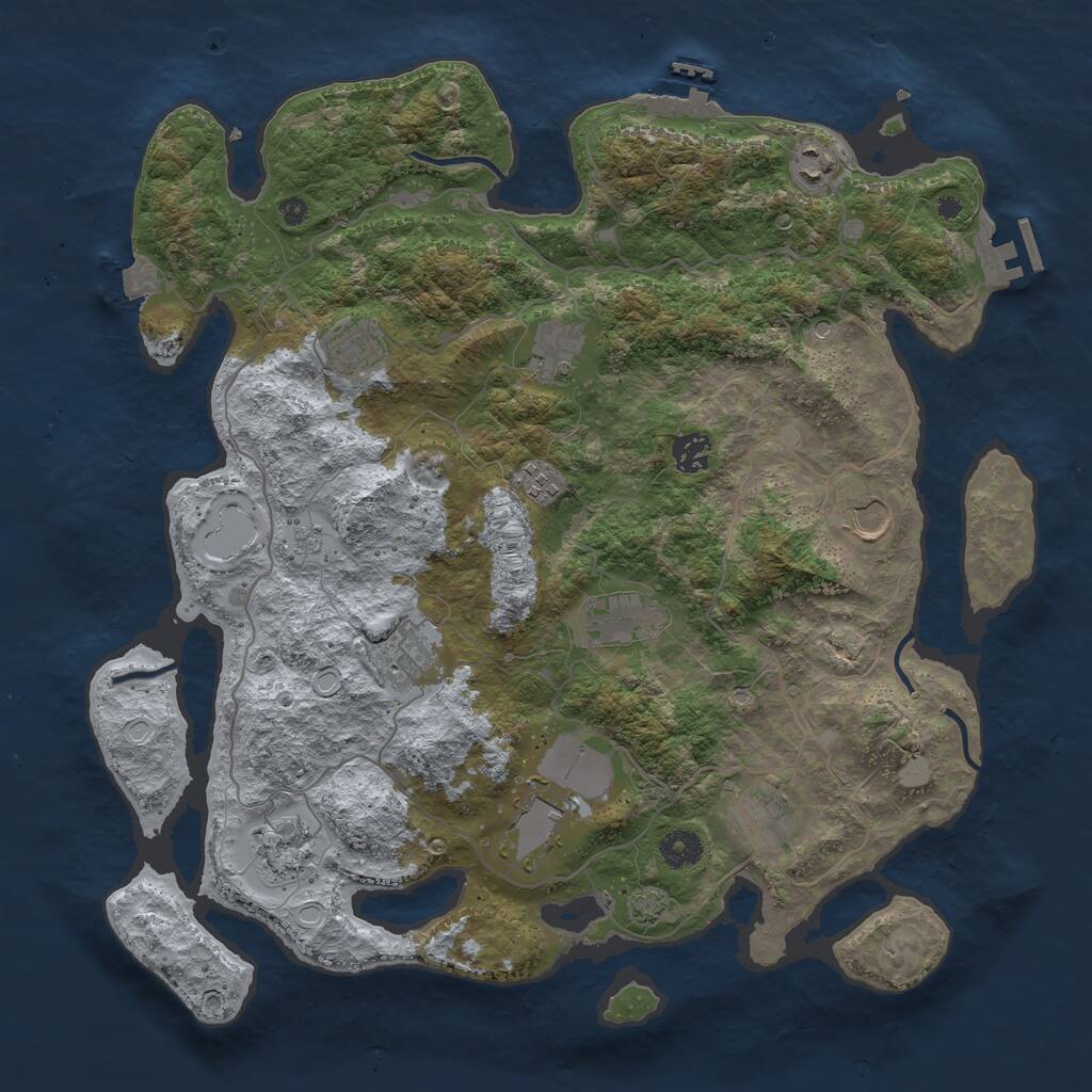 Rust Map: Procedural Map, Size: 4000, Seed: 879380517, 17 Monuments