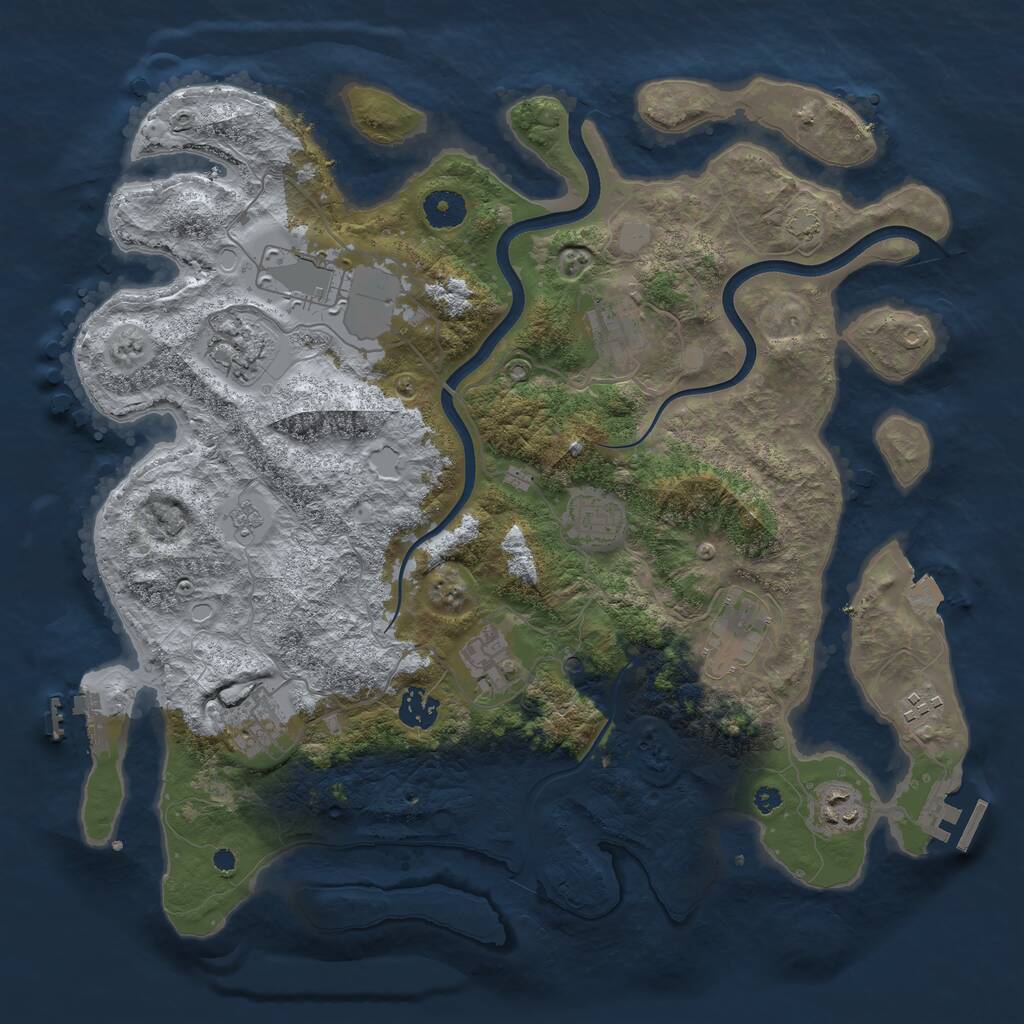 Rust Map: Procedural Map, Size: 3800, Seed: 57245, 16 Monuments