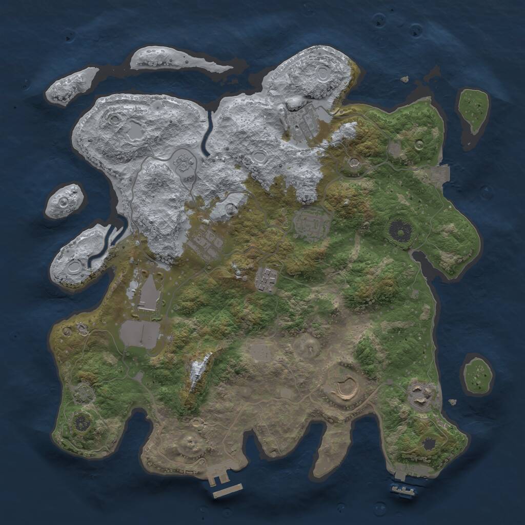 Rust Map: Procedural Map, Size: 3500, Seed: 3504, 13 Monuments