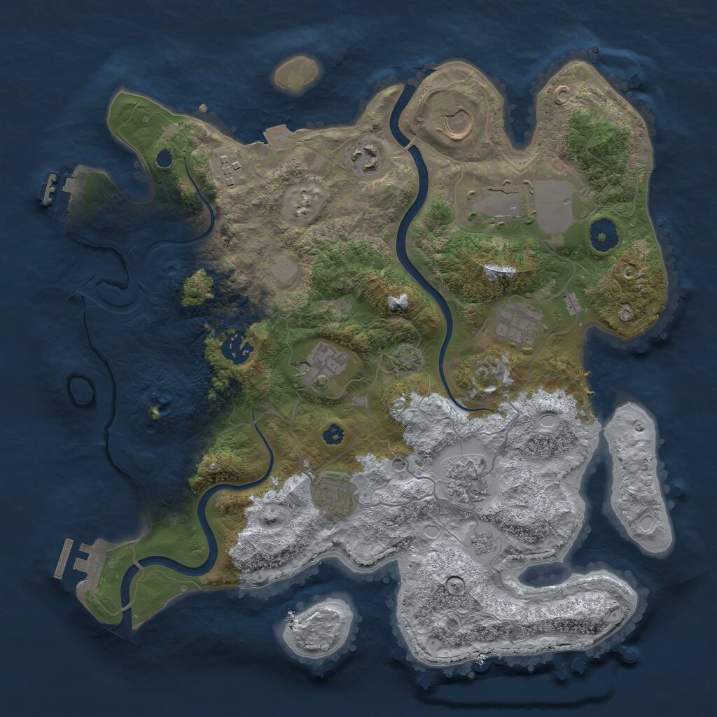 Rust Map: Procedural Map, Size: 3500, Seed: 2030598834, 15 Monuments