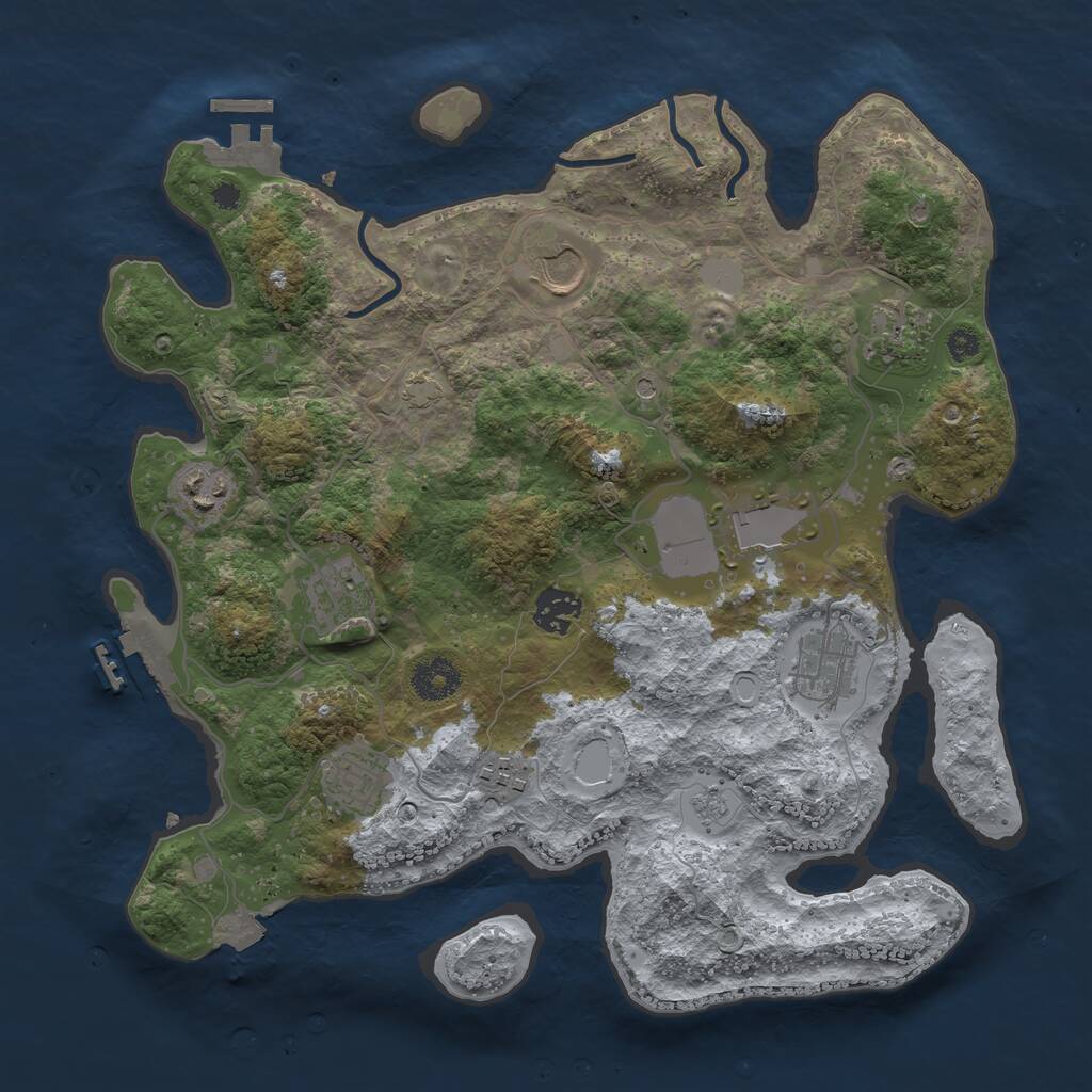 Rust Map: Procedural Map, Size: 3500, Seed: 2030598834, 15 Monuments