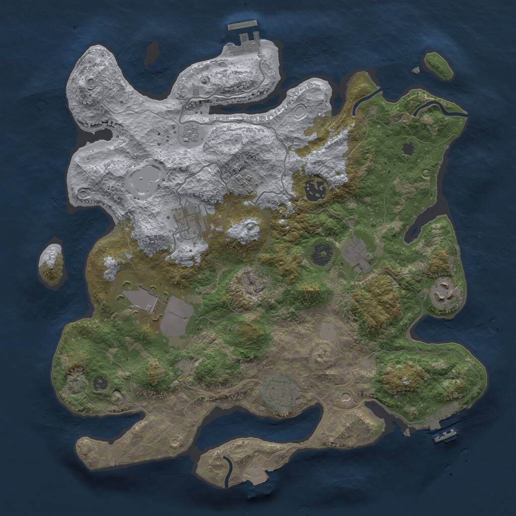 Rust Map: Procedural Map, Size: 3500, Seed: 97363725, 13 Monuments