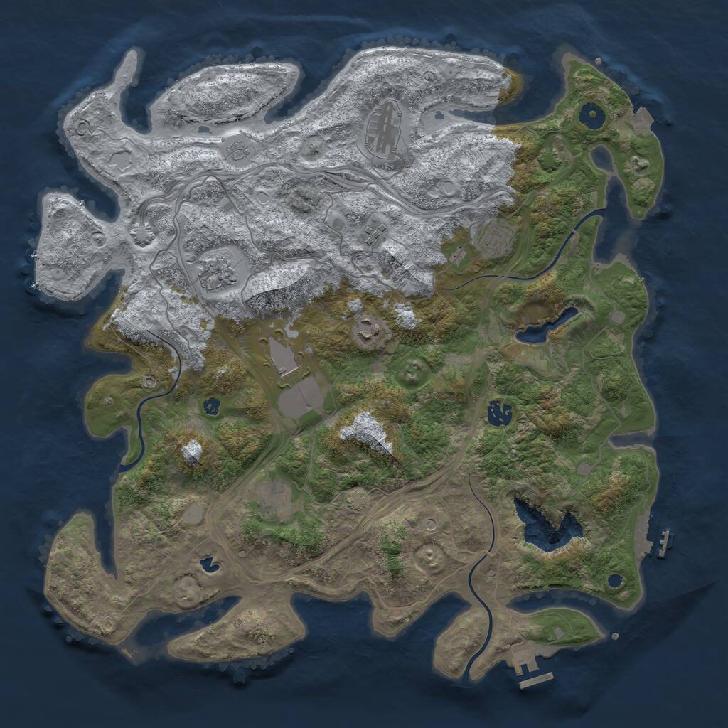 Rust Map: Procedural Map, Size: 4250, Seed: 1046046430, 14 Monuments
