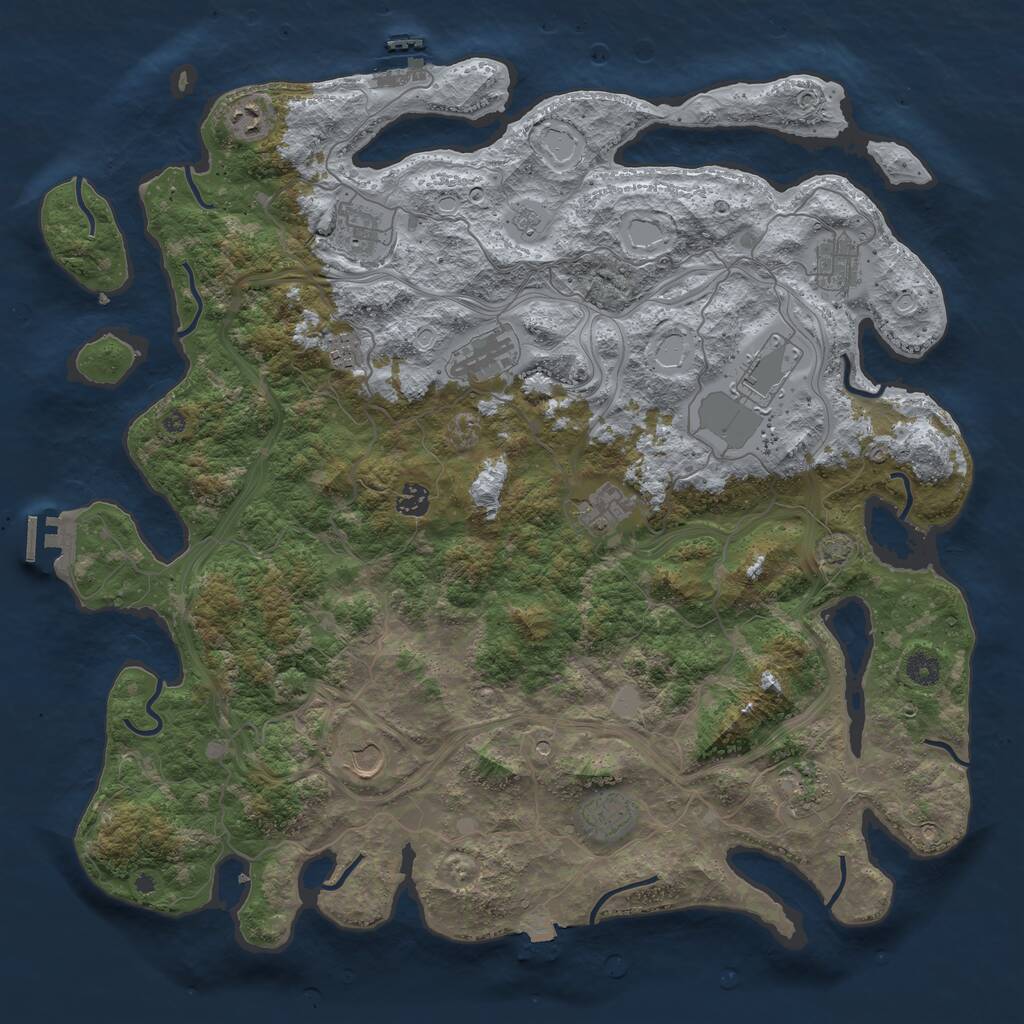 Rust Map: Procedural Map, Size: 4500, Seed: 2098445414, 17 Monuments