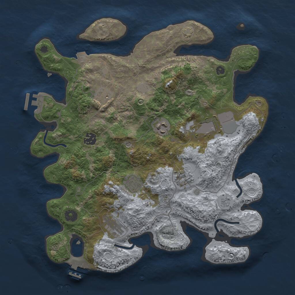 Rust Map: Procedural Map, Size: 3500, Seed: 712405284, 13 Monuments