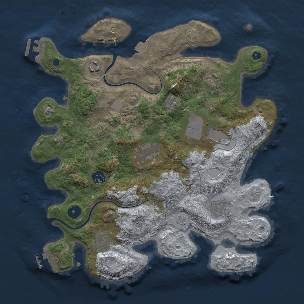 Rust Map: Procedural Map, Size: 3500, Seed: 712405284, 14 Monuments