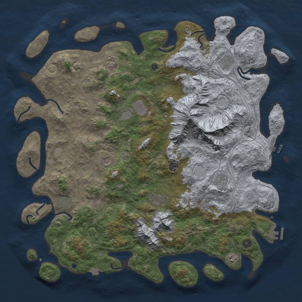 Rust Map: Procedural Map, Size: 5000, Seed: 76138278, 16 Monuments