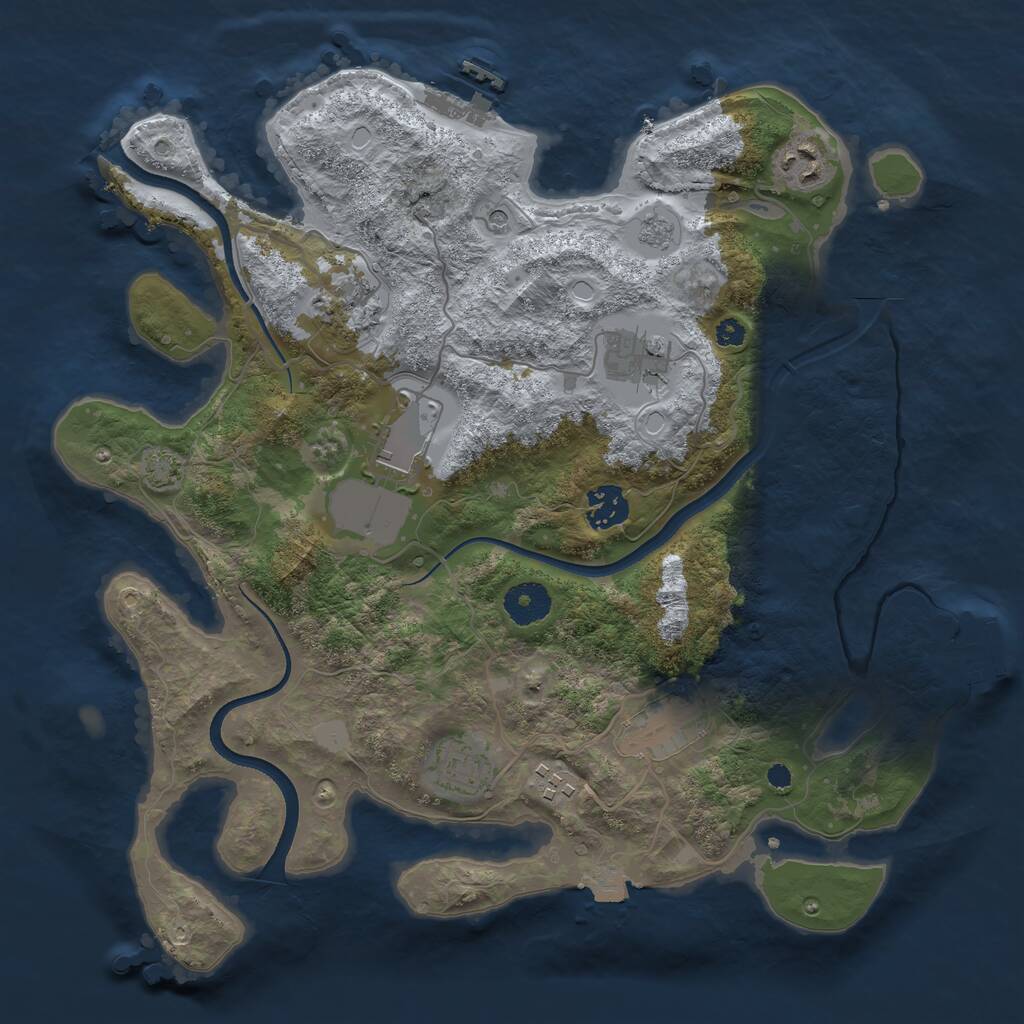 Rust Map: Procedural Map, Size: 3500, Seed: 1495666952, 14 Monuments