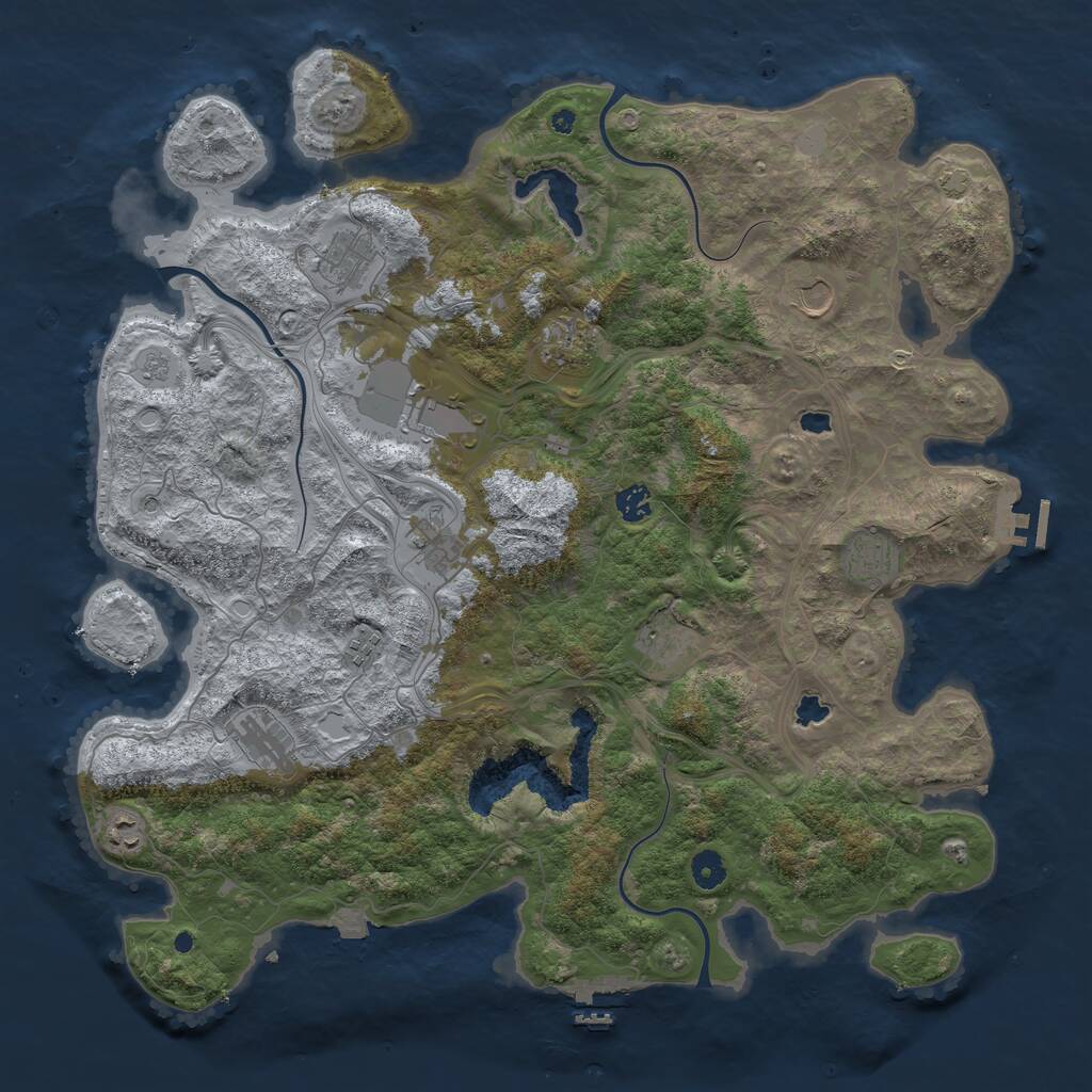 Rust Map: Procedural Map, Size: 4500, Seed: 80422, 17 Monuments