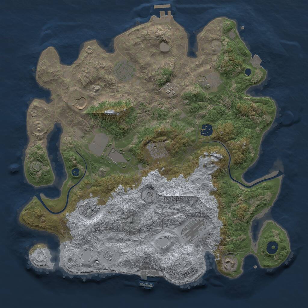 Rust Map: Procedural Map, Size: 3750, Seed: 730822387, 16 Monuments