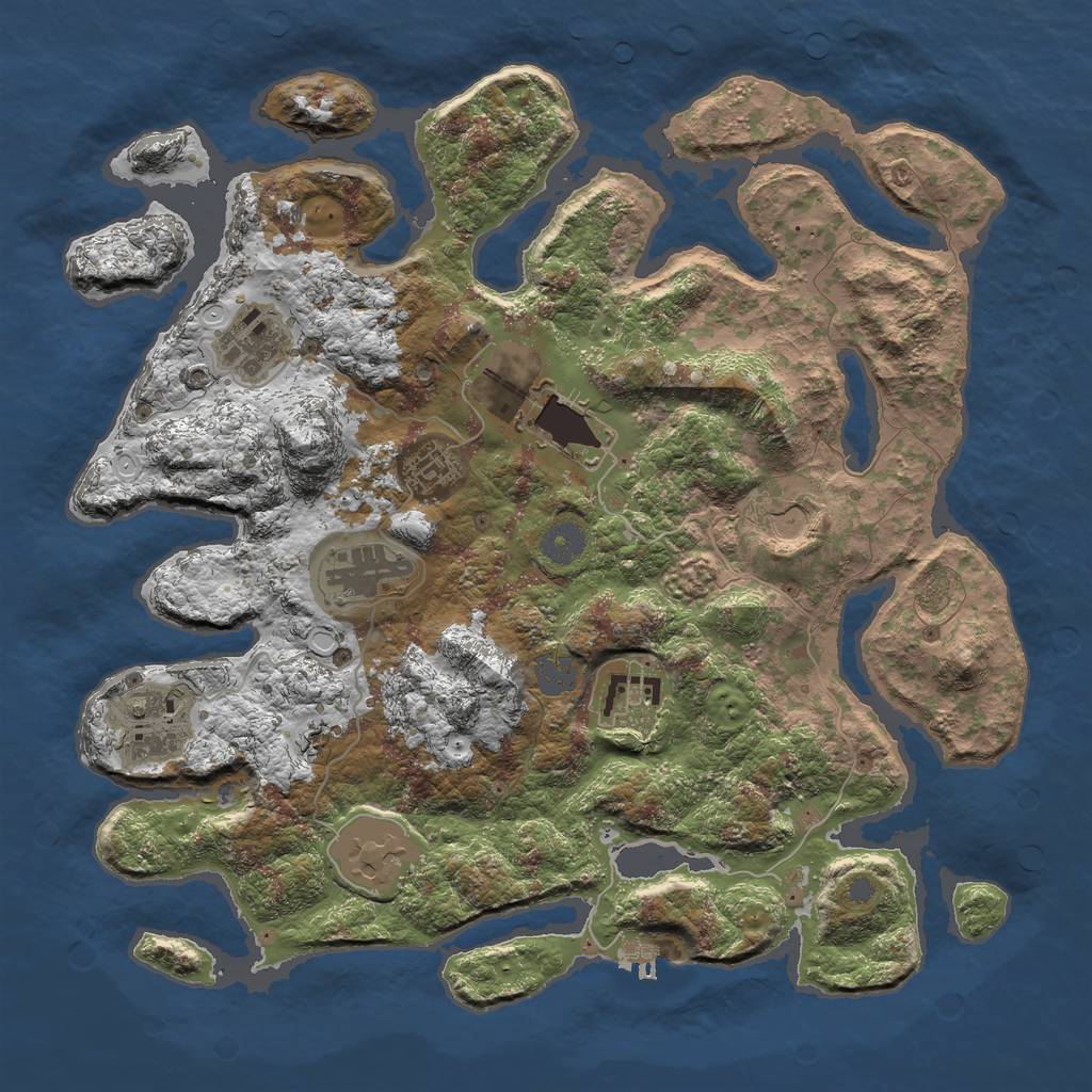 Rust Map: Procedural Map, Size: 3800, Seed: 26897, 14 Monuments