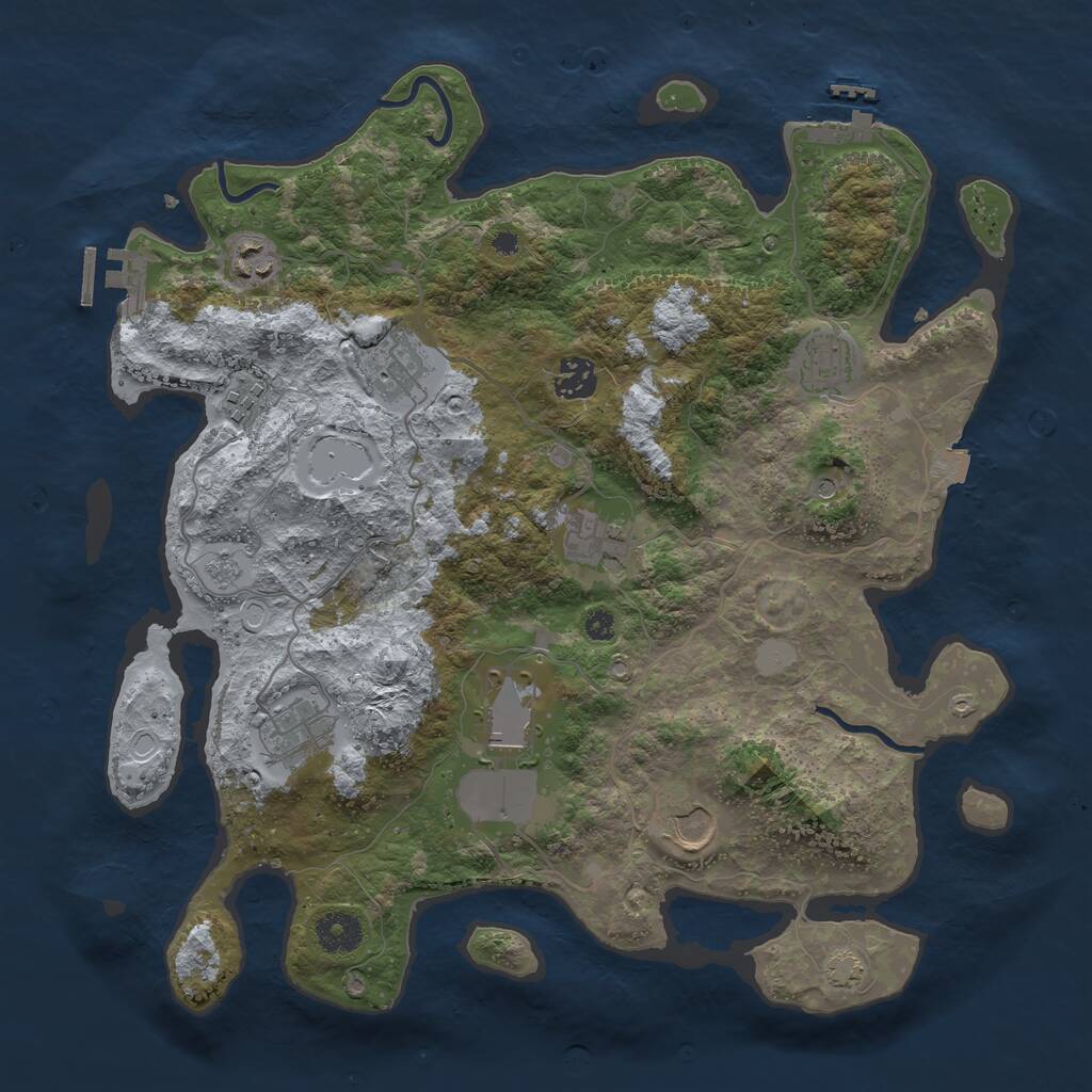 Rust Map: Procedural Map, Size: 3700, Seed: 47575, 15 Monuments