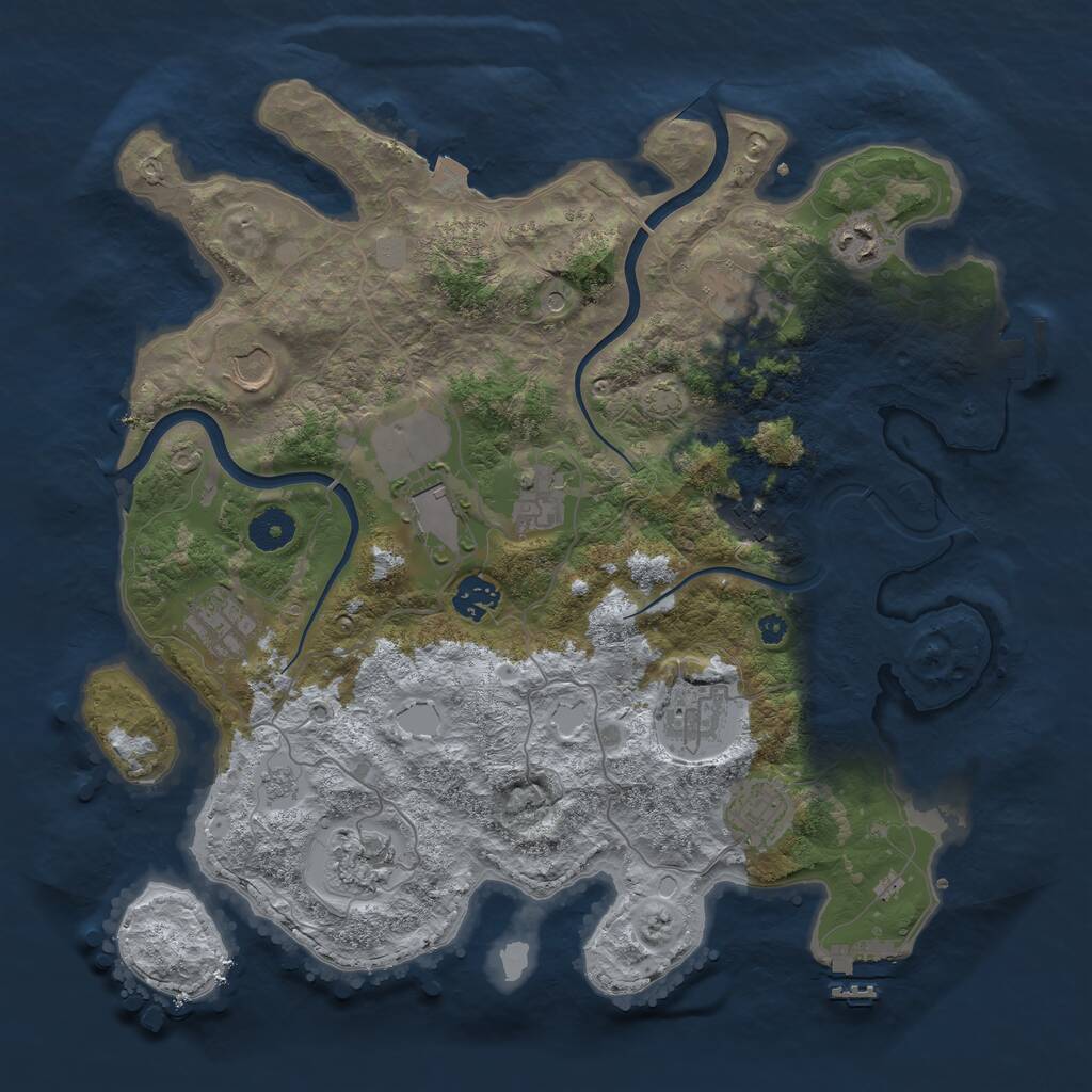 Rust Map: Procedural Map, Size: 3750, Seed: 33671, 17 Monuments