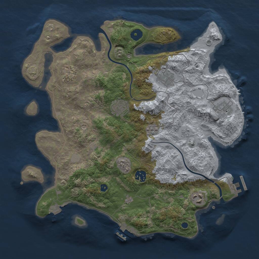 Rust Map: Procedural Map, Size: 3400, Seed: 93, 13 Monuments