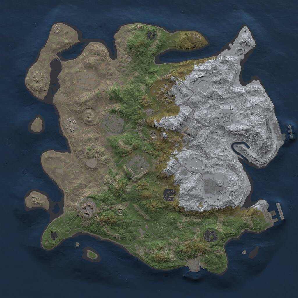 Rust Map: Procedural Map, Size: 3400, Seed: 93, 14 Monuments