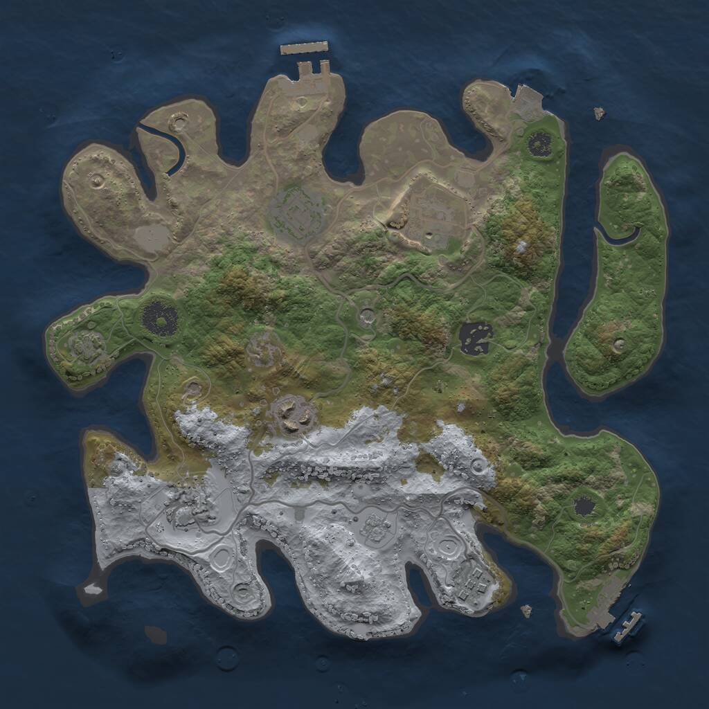 Rust Map: Procedural Map, Size: 3000, Seed: 12244123, 12 Monuments