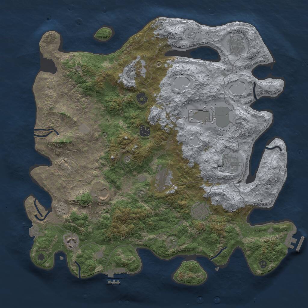 Rust Map: Procedural Map, Size: 3950, Seed: 1460244492, 16 Monuments