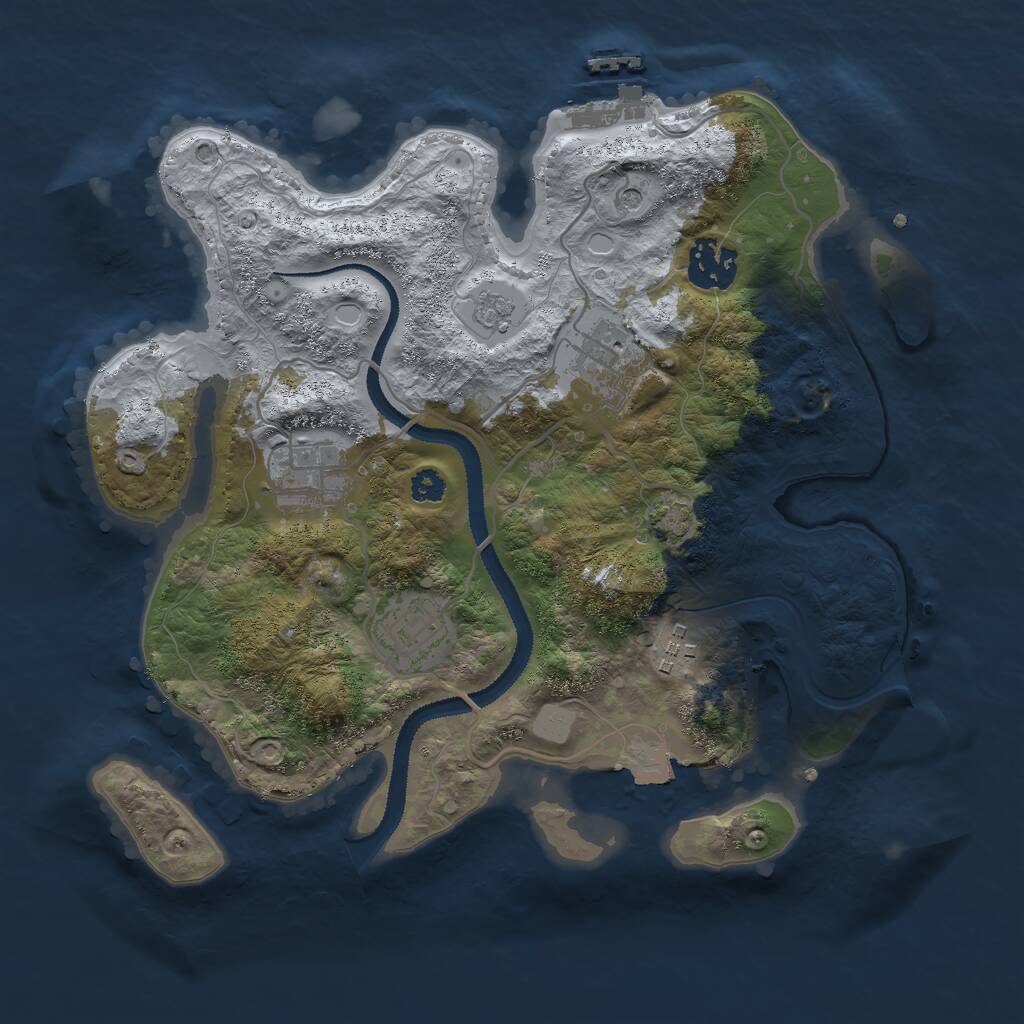 Rust Map: Procedural Map, Size: 3000, Seed: 43659, 10 Monuments