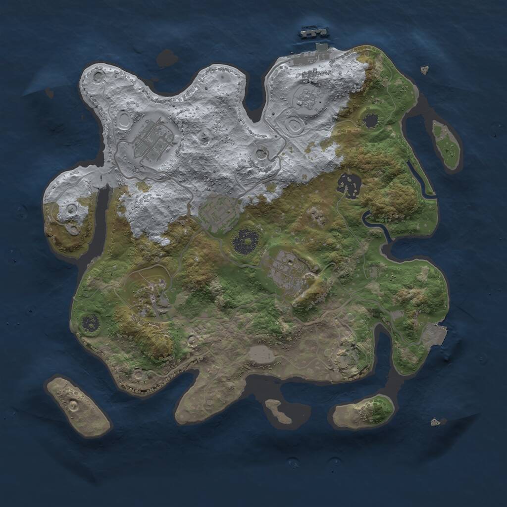 Rust Map: Procedural Map, Size: 3000, Seed: 43659, 10 Monuments