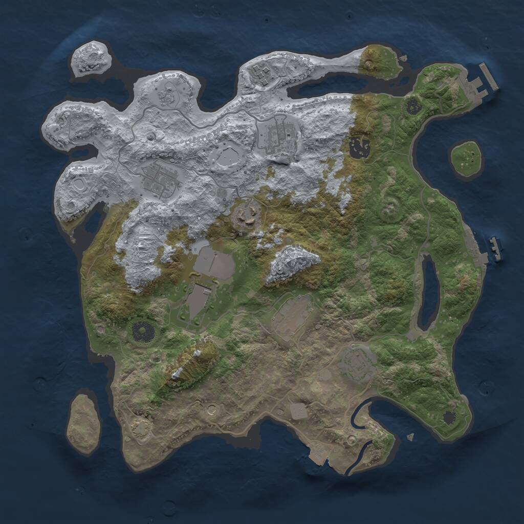 Rust Map: Procedural Map, Size: 3500, Seed: 121354421, 14 Monuments